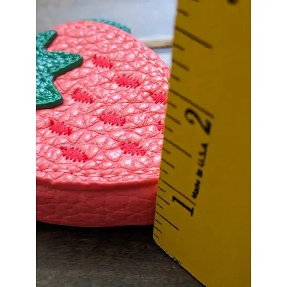 Cute Strawberry Coin Purse Charm AirTag Holder Pouch Zipper Faux Leather Trendy - Picture 6 of 8